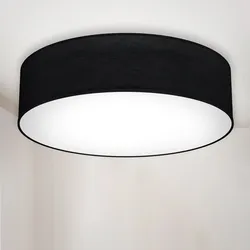 B.K.Licht LED Deckenleuchte, 2 flammig, Leuchtmittel E27   ohne Leuchtmittel, Deckenlampe, Textil Lampenschirm, schwarz, Schlafzimmer, Wohnzimmer, schwarz/weiß, , 23027639-0
