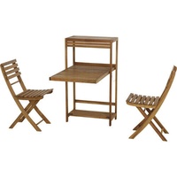 Balkonset Siena Garden 2 -Sitzer bestehend aus: 2x Stühle,Tisch Holz Naturbelass