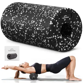 EVEREST Fitness Faszienrolle 30 cm mittel-hart in schwarz/weiß inkl. Booklet - Professionelle Faszien Rolle für Rücken und Wirbelsäule, Foam Roller, Massagerolle, Fitness Rolle, Yoga Massageroller