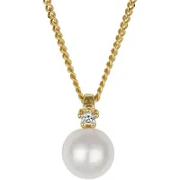 Orolino Halskette 585 Gold mit Brillant 0,03ct. + Perle weiß 6,5-7mm