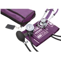ADC Taschen-Aneroid-/Stethoskop-Set für Erwachsene ADC Pro's Combo II SR mit Blutdruckmessgerät Prosphyg 768 und Stethoskop Adscope Sprague 641 und passender Nylon-Transporttasche, lila