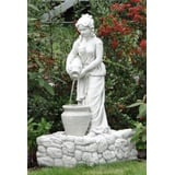 Casa Padrino Jugendstil Wasserspeier Skulptur Frau mit Krügen Grau 45 x 51 x H. 98 cm - Elegante Wasserspeier Stein Figur - Barock & Jugendstil Garten Deko Accessoires