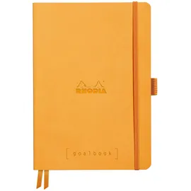 Rhodia Goalbook A5, flexiblem Einband, 120 Blatt, Gummizug, Lesezeichen) 1 Stück, Orange 117775C
