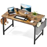 Refined Living Computertisch Schreibtisch 120cm gaming tisch computertisch bürotisch eck pc tisch, Braun Mit Aufbewahrungstasche und Eisenhaken einfacher Stil braun