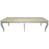 Casa Padrino Barock Esstisch mit Glasplatte 300 x 88 x H. 83 cm - Luxus Esstisch, Farbe Casa Padrino Möbel:silber