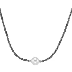 Smart Jewel Collier mit Edelstein-Kugeln + Muschelkern-Perle, Silber 925 Ketten   Silber 