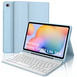 FOGARI Tastatur Hülle für Samsung Galaxy Tab S6 Lite 10,4 Zoll (2024/2022/2020), Deutsches QWERTZ Magnetisch Abnehmbarer Bluetooth Tastatur für Samsung Galaxy Tab S6 Lite 10.4", Hellblau