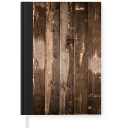 MuchoWow Notizbuch Holz – Hartholz – Vintage, Journal, Merkzettel, Tagebuch, Notizheft, A5, 98 Seiten, Haushaltsbuch bunt