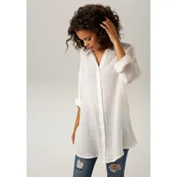 Aniston CASUAL Hemdbluse in trendiger Musselin-Qualität Gr. 40, wollweiß,