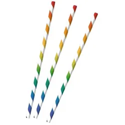 12 Trinkhalme aus Papier Regenbogen Farben