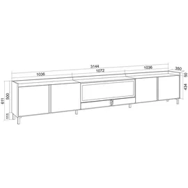 SKRAUT HOME Lowboard 315x61 cm Beige Holzwerkstoff