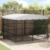 vidaXL Outdoor-Hundezwinger mit Überdachung 300 x 300 x 210 cm Stahl Schwarz