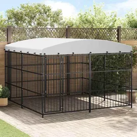 vidaXL Outdoor-Hundezwinger mit Überdachung 300 x 300 x 210 cm Stahl Schwarz