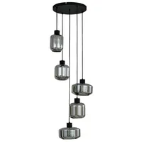 LINDBY - Hildur 5 Cluster Pendelleuchte Rauch Grau/Schwarz