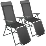 Tectake 2er Set Gartenstuhl Jana 146,5 x 59 x 117,5 cm dunkelgrau