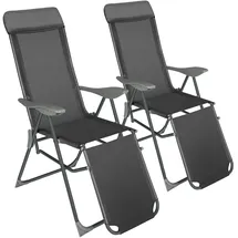 Tectake 2er Set Gartenstuhl Jana 146,5 x 59 x 117,5 cm dunkelgrau