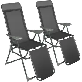 Tectake 2er Set Gartenstuhl Jana 146,5 x 59 x 117,5 cm dunkelgrau
