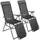 Tectake 2er Set Gartenstuhl Jana 146,5 x 59 x 117,5 cm dunkelgrau