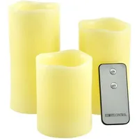 Trade Shop Traesio - Trade Shop - drei flammenlose led-kerzen aus echtem wachs mit fernbedienung und kerzeneffekt -