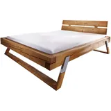 KAWOLA Balkenbett TOMA Fichte eichefarbig massiv 140x200cm