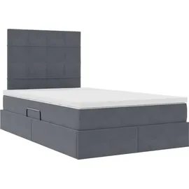 vidaXL Bett mit Stauraum und LED mit LED Dunkelgrau 120 x 190 cm Samt