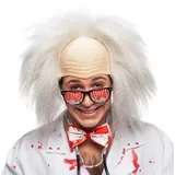 Orlob Perücke Professor mit Glatze Fasching weißes Haar Rentner