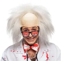 Orlob Perücke Professor mit Glatze Fasching weißes Haar Rentner