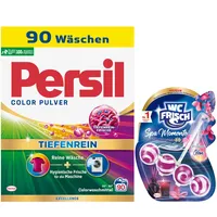 PERSIL Color Pulver Tiefenrein (90 WL) - Colorwaschmittel für reine Wäsche und hygienische Frische für die Maschine - effektiv von 20 °C bis 60 °C & WC FRISCH Spa Momente Harmonie Toilettenstein