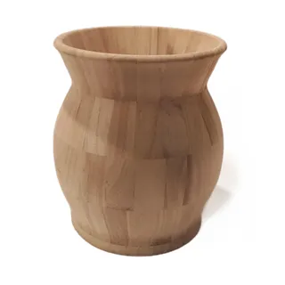 Pandecor Amphore aus Holz 18 x 21 cm - Vase - Dekoration - Rund - Rustikal - Einfarbig - Unbehandelt - Light Wood
