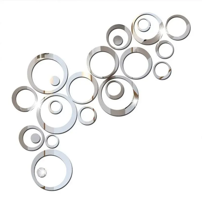 24 Stück PVC abnehmbare Spiegel-Wandaufkleber, Acrylspiegel-Dekoration, geeignet für Wohn- und Schlafzimmerdekoration (3,5-13,8 cm)