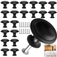 Mikqky 20 Stück Schubladenknöpfe Set, Schwarz Möbelknöpfe, griffe für küchenschränke, schwarzer Kommodenknöpfe, schwarzer Schubladenknopf, Für Küchenschränke, Schreibtischschubladen(Schwarz)