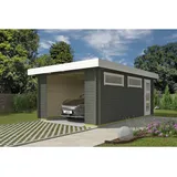 Lasita Maja Einzelgarage Canberra 4,22 x 6,00 m grün mit Seitenwand und Pfostenanker