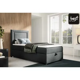 4mybaby GmbH Best for Home Boxspringbett mit Bettkasten Trinity K3-SINGLE 70x200 Bonellfederkern inkl. Topper | Graphit | Grau