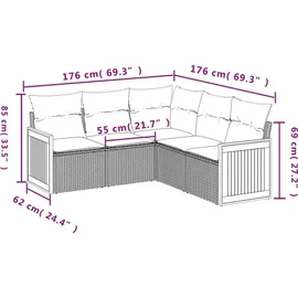 vidaXL Gartensofa-Set 5-tlg. schwarz