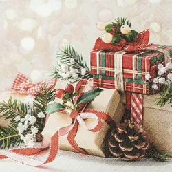 Home Fashion®, Christmas Gifts, Lunch-Servietten aufgefaltetes Maß 33 cm x 33 cm, im Viertelfalz, 20 Stück pro Pack, 12 Pack pro Karton