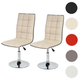 Mendler Esszimmerstuhl HWC-C41 Kunstleder creme 2er Set