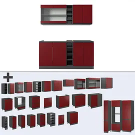 Vicco Küchenzeile R-Line J-Shape 160 cm Rot/Anthrazit