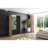 altdecor Kleiderschrank, Eiche Artisan, Schwarz, Holzwerkstoff, 102x200x51 cm Schlafzimmer, Kleiderschränke