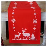 Vervaco Stickpackung Kreuzstich Set Vorgedruckt Tischläufer Weihnachtlich mit Rehen