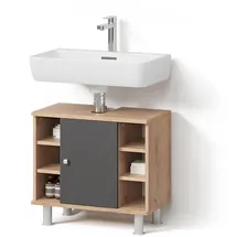 livinity Livinity® Waschbeckenunterschrank Fucino, Anthrazit/Goldkraft Eiche, 60 x 54 cm