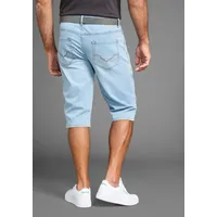 H.I.S. Jeansbermudas "HANTZ", Herren, Gr. 40, N-Gr, blau (light blau u), Denim/Jeans, Obermaterial: 75% Baumwolle, 23% Polyester, 2% Elasthan, Abriebeffekte, normal kniebedeckend, Jeans, gerader Beinschnitt, Used-Look mit Abriebeffekten