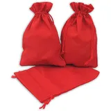 Frau Wundervoll 12 Geschenksäckchen rot 15 x 10 cm Baumwolle Adventskalender Säckchen Stoffbeutel zum Basteln und befüllen Gastgeschenk Hochzeit Landhausbeutel Landhaus