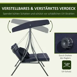 Outsunny Hollywoodschaukel Dunkelblau 3-Sitzer