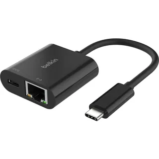 Belkin USB-C Ethernet Adapter 100W PD schw. INC019btBK - Schwarz