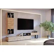 Forte Wohnwand KAELON 2er Set mit Beleuchtung Optik: Artisan Eiche von Forte