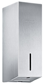 Wagner EWAR Sensor-Flüssigseifenspender, mit Nachfüllflasche, Flüssiseifenspender aus Ganzmetallgehäuse zur Aufputzmontage, WP 101e, Matt geschliffen, Fassungsvermögen: 500 ml