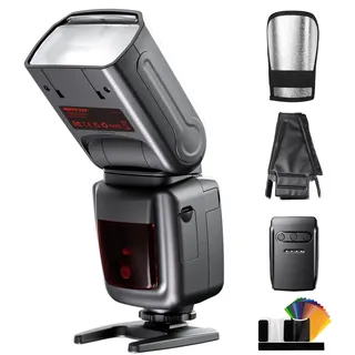PHOTOOLEX 2.4G Blitz Flash Speedlite mit Drahtloser Auslöser für Canon Nikon Sony Panasonic Olympus Pentax Fujifilm Sigma Minolta und Andere SLR Digital