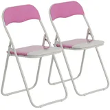 Klappstuhl - gepolstert - Rosa / Weiß - 2 Stück