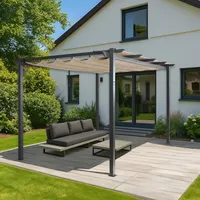 Mendler Aluminium Pergola HWC-N93, Gartenpavillon Pavillon Garten, stabiles 8cm-Gestell