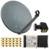 PremiumX 80cm Stahl anthrazit + Quattro LNB + Multischalter